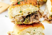 Philly Cheesesteak Sliders on Hawaiian Rolls Game Day Recipe
