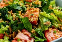 Crunchy Asian Ramen Noodle Salad with Sesame Ginger Dressing