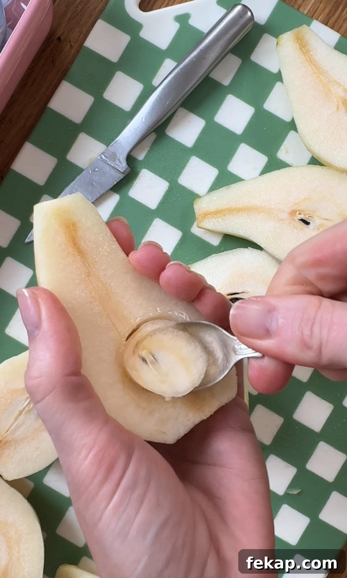 Pear Upside-Down Cake with Warm Fudge Sauce 4 coring pears.