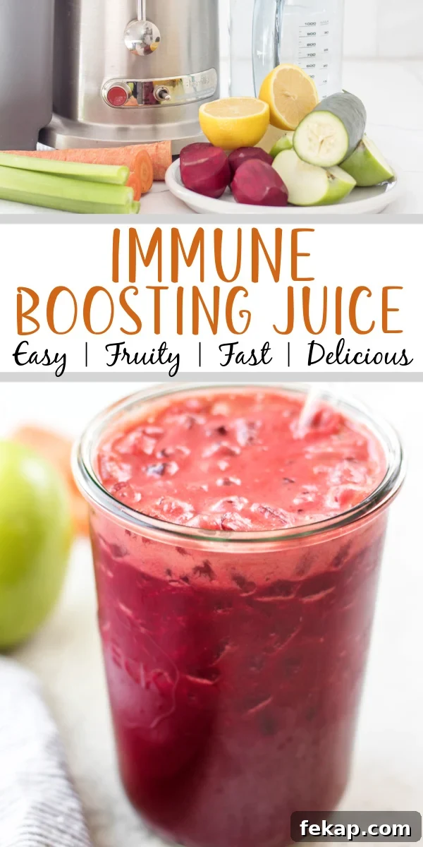 Immune boosting juice Immune boosting juice with beets, carrots, celery, lemon, apple and cucumber