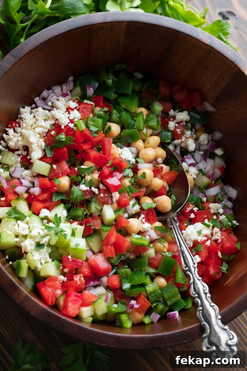 Mediterranean Chickpea and Feta Salad with Lemon Vinaigrette 2 Mediterranean Chickpea Salad Bowl with Feta, Dill, and Parsley