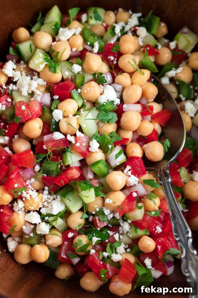 Mediterranean Chickpea and Feta Salad with Lemon Vinaigrette 5 Chickpea Salad with Veggies and Herbs