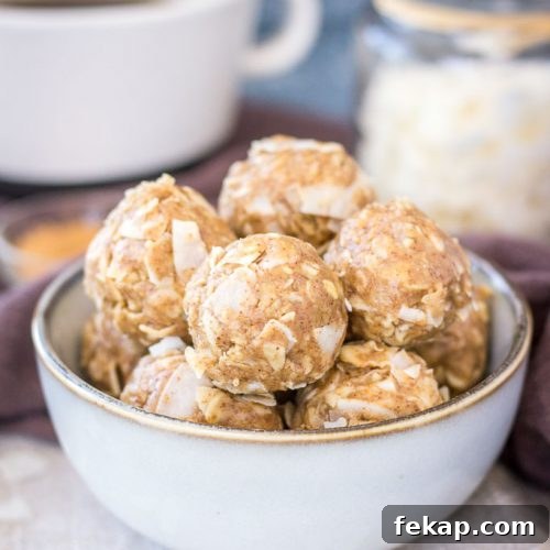 Healthy Peanut Butter Coconut Balls with oats