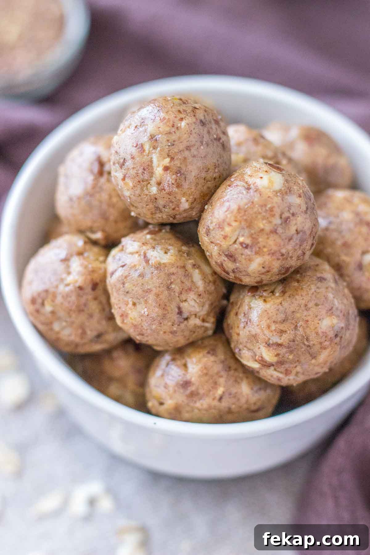 Peanut Butter Protein Balls served in a bowl
