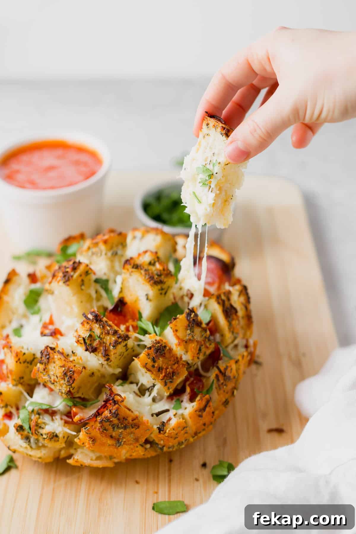 eating pizza pullapart bread