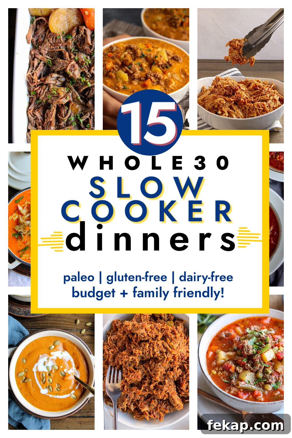 Whole30 Slow Cooker Recipes for Busy Weeknights 2 Whole30 Slow Cooker Dinners - EASY family-friendly meals you can cook in your crock pot with minimal prep. Gluten-free, dairy-free, Paleo, nut-free, and egg-free.