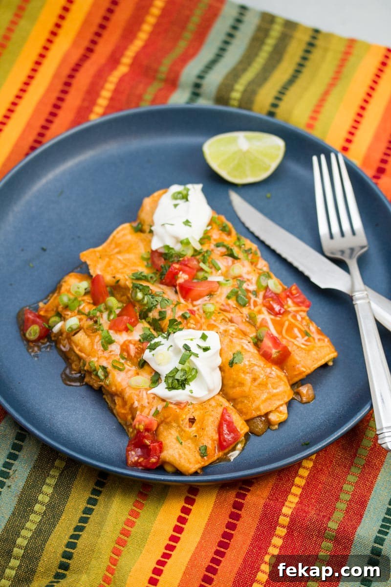 Serving of chicken enchiladas on a plate.