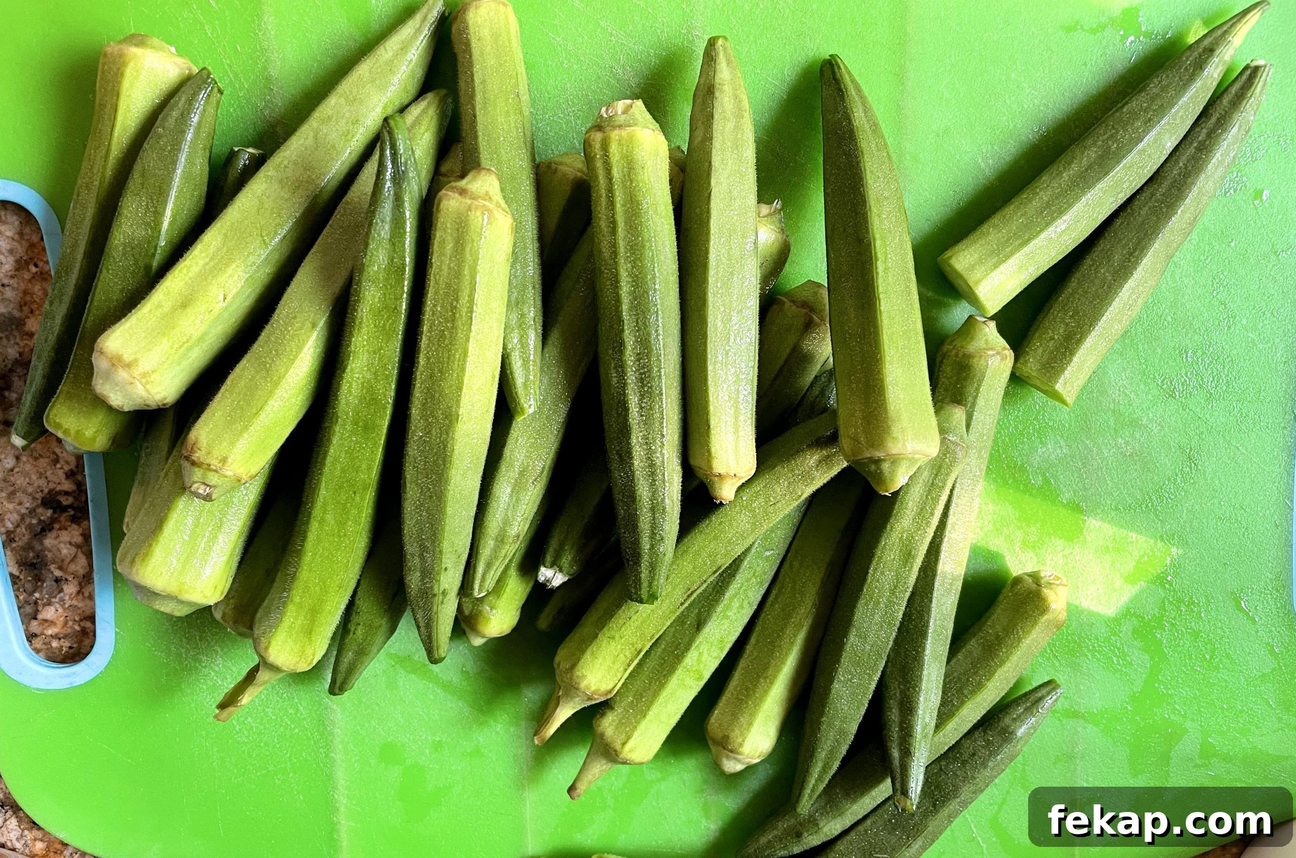 Wash okra before cutting Wash okra before cutting