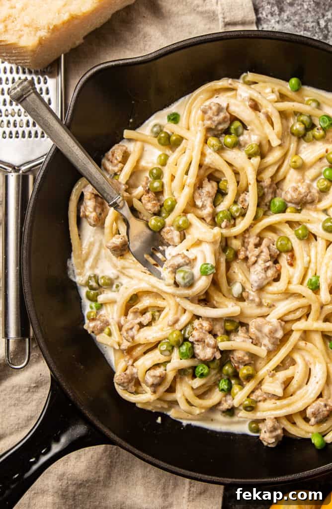 Creamy Lemon Sausage Pasta with Peas 3 lemon pasta with sausage and frozen peas