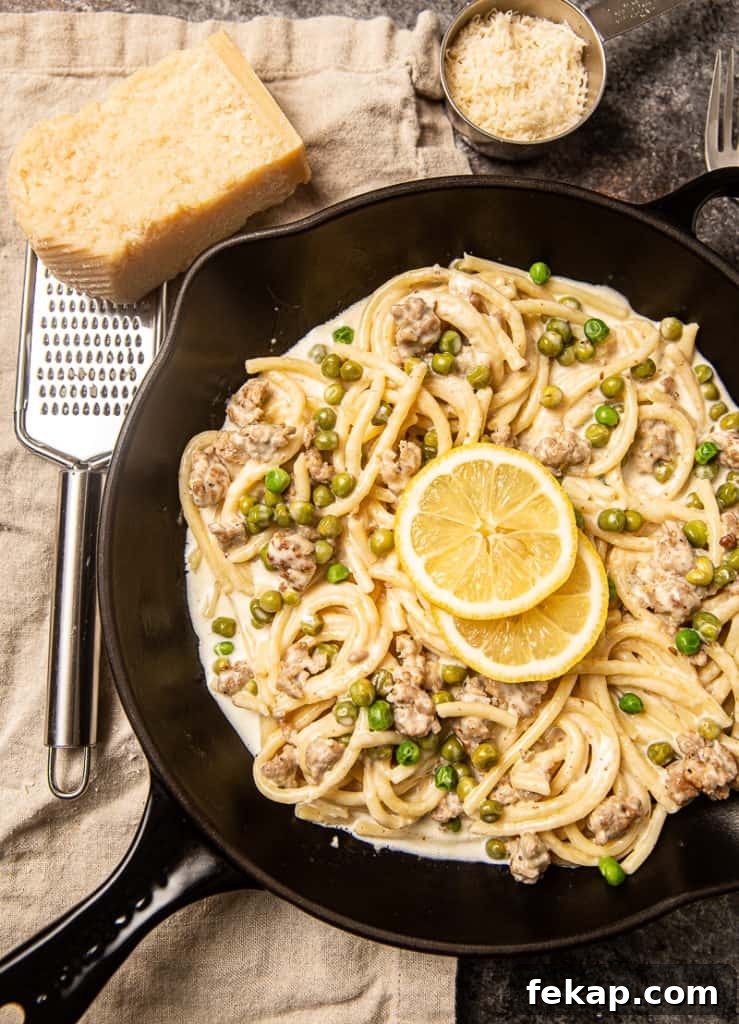 Creamy Lemon Sausage Pasta with Peas 4 creamy lemon pasta. The perfect pasta sauce with lemon