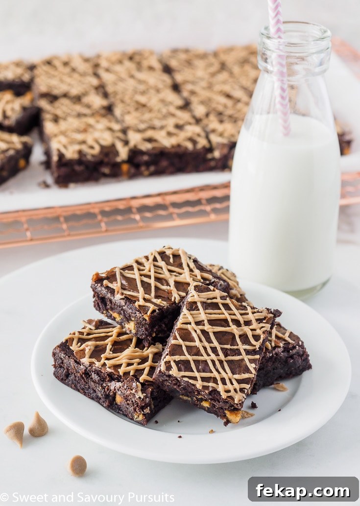 Fudgy Salted Caramel Chocolate Chip Brownies Recipe 4 Plate of salted caramel chip brownies.
