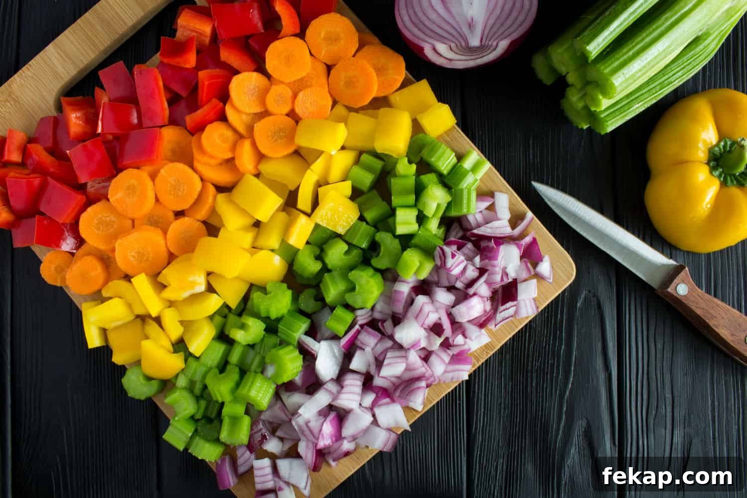 fresh chopped vegetables ready to be used for freezer meals