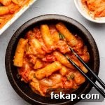 Spicy Kimchi Feta Pasta with rice cakes