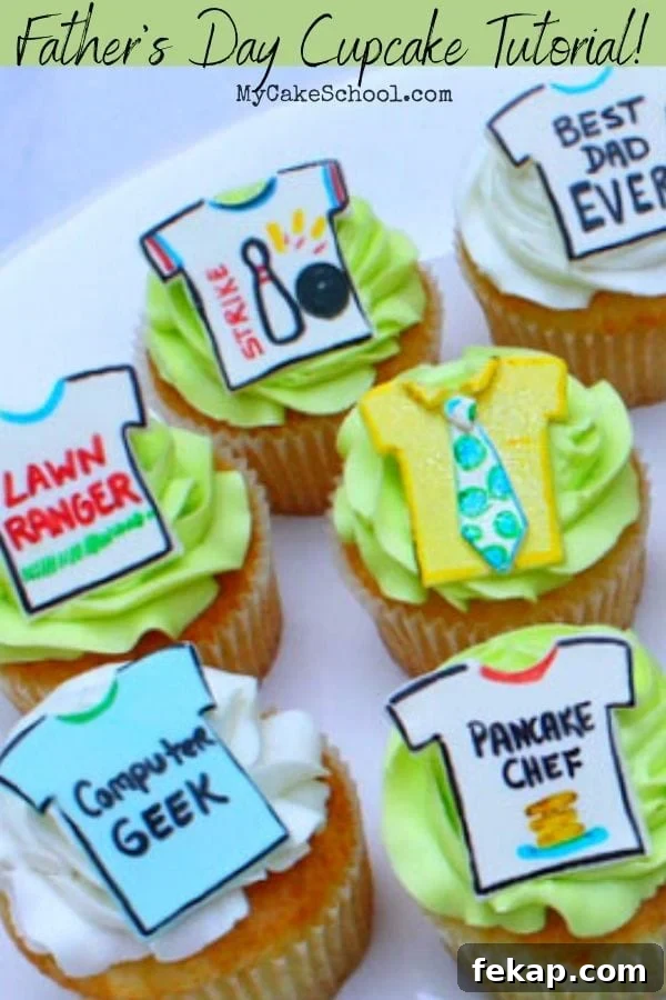 Learn how to make funny Ties & T-Shirt Cupcake Toppers in this free Father's Day Cupcake Tutorial! Learn how to make funny Ties & T-Shirt Cupcake Toppers in this free Father's Day Cupcake Tutorial!