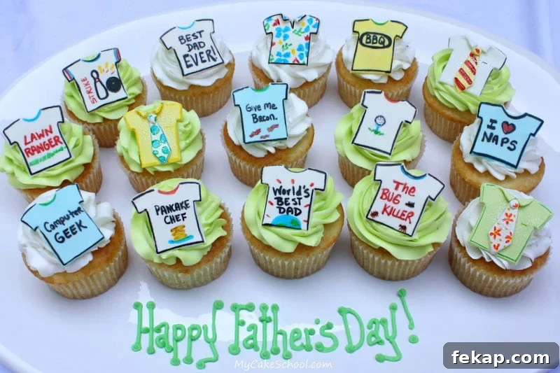 Father's Day Cupcake Ideas Dad Will Love 7 Father's Day Cupcake Tutorial by MyCakeSchool.com! Ties & Tees!