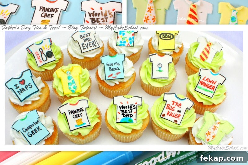 Father's Day Cupcake Ideas Dad Will Love 8 Father's Day Ties and Tees-MyCakeSchool.com