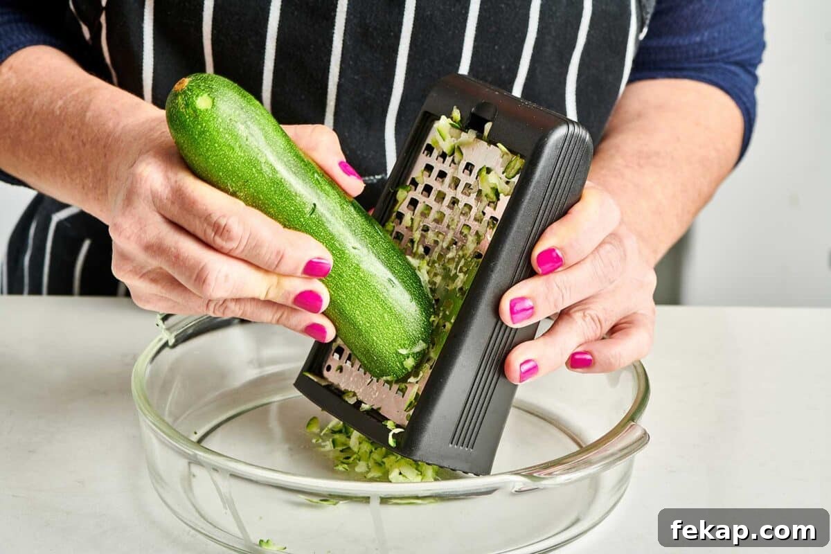 7 Delicious Ways to Cook Zucchini: Roast, Saute, Grill 4 Shredding fresh Zucchini with box grater.