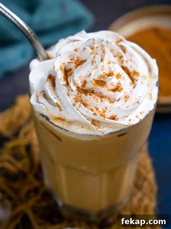 Iced pumpkin spice latte image.