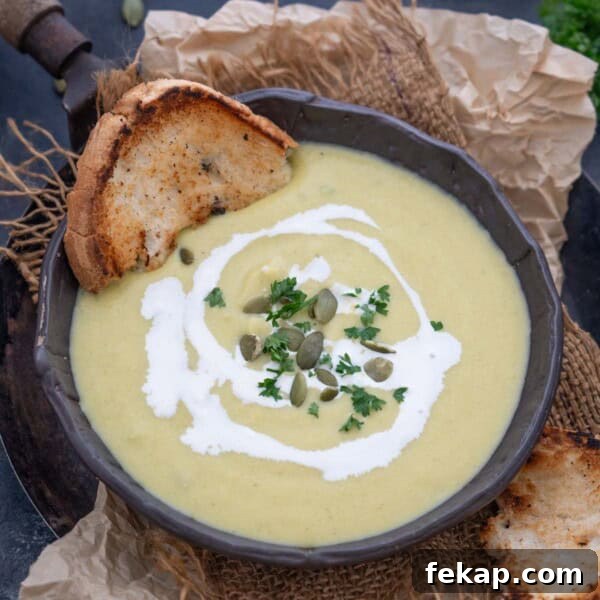 Pumpkin broccoli soup image.