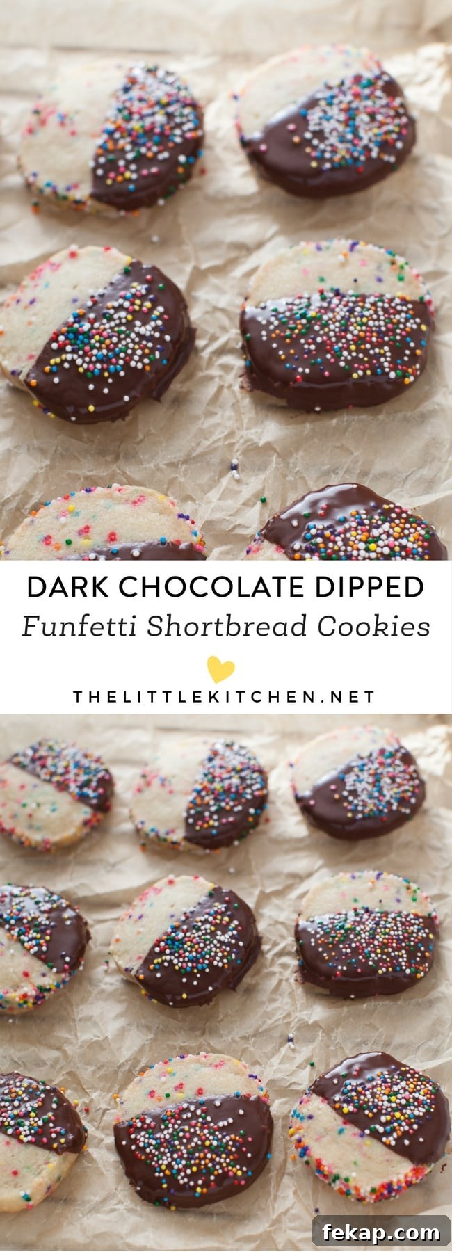 Dark Chocolate Dipped Funfetti Shortbread Cookies from thelittlekitchen.net Dark Chocolate Dipped Funfetti Shortbread Cookies from thelittlekitchen.net