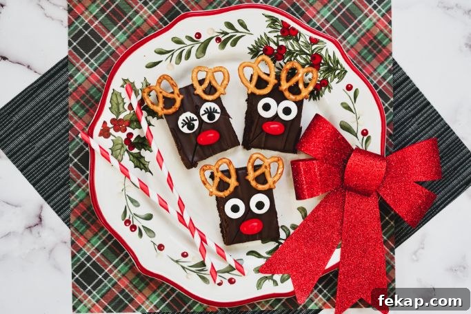 Festive Reindeer Brownies Recipe for Christmas Parties 9 platter of reindeer brownies