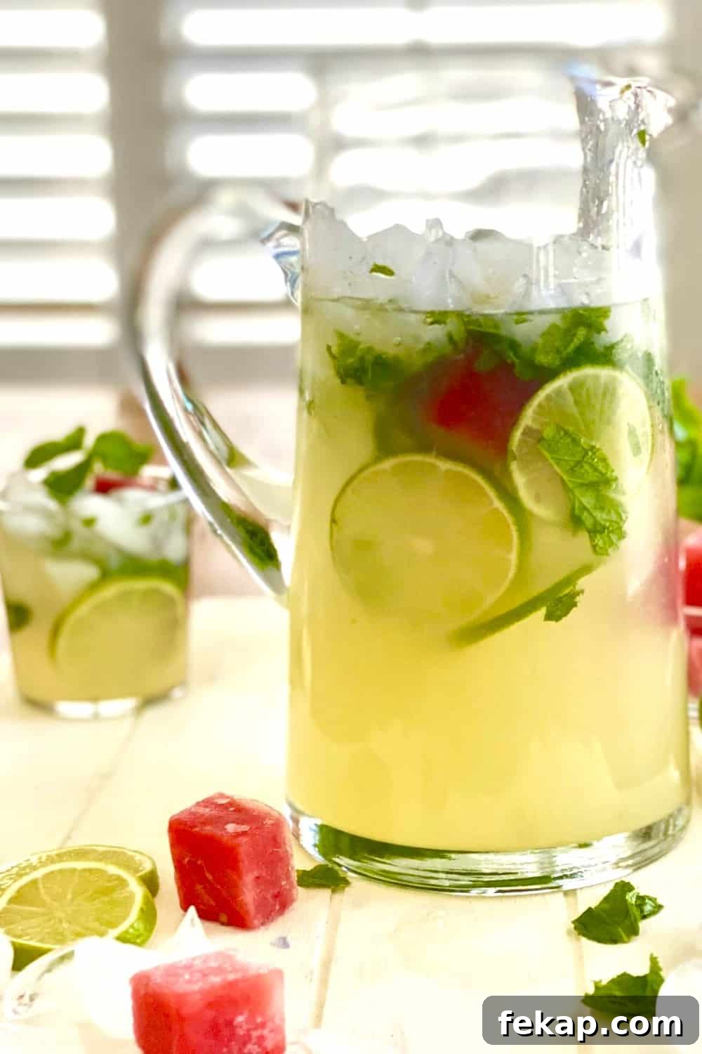 icy pitcher of lime vodka cocktail