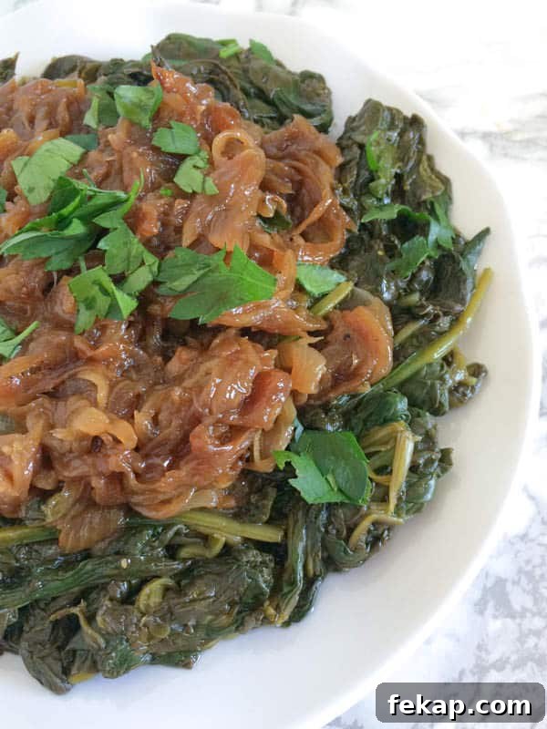 15 Flavorful Side Dishes to Elevate Any Meal 5 Garlicky-Greens-with-Fried-Onions-The-Lemon-Bowl