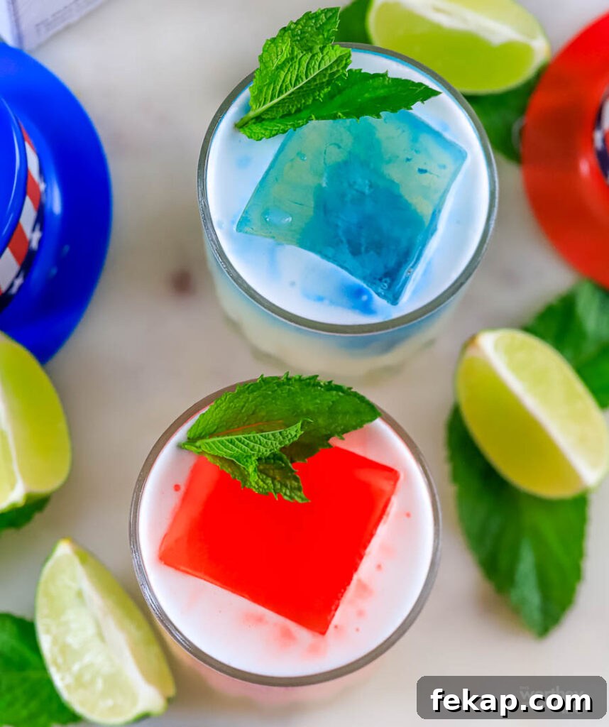 red, white and blue cocktails