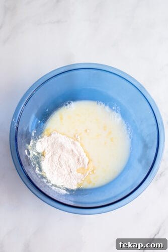 Mini Boston Cream Pies, Southern-Style 6 Mixing bowl of ingredients to make cream filling
