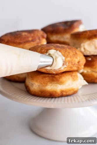 Mini Boston Cream Pies, Southern-Style 8 Piping filling into the mini Boston cream pies