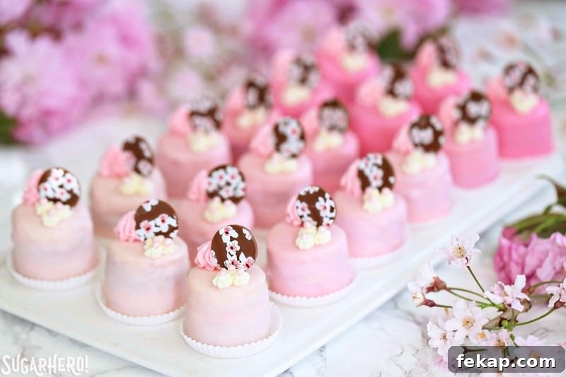 Cherry Blossom Petit Fours Cherry Blossom Petit Fours on a plate