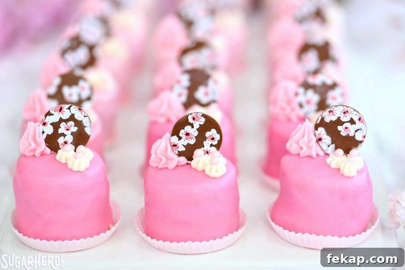 Cherry Blossom Petit Fours platter Cherry Blossom Petit Fours displayed on a platter