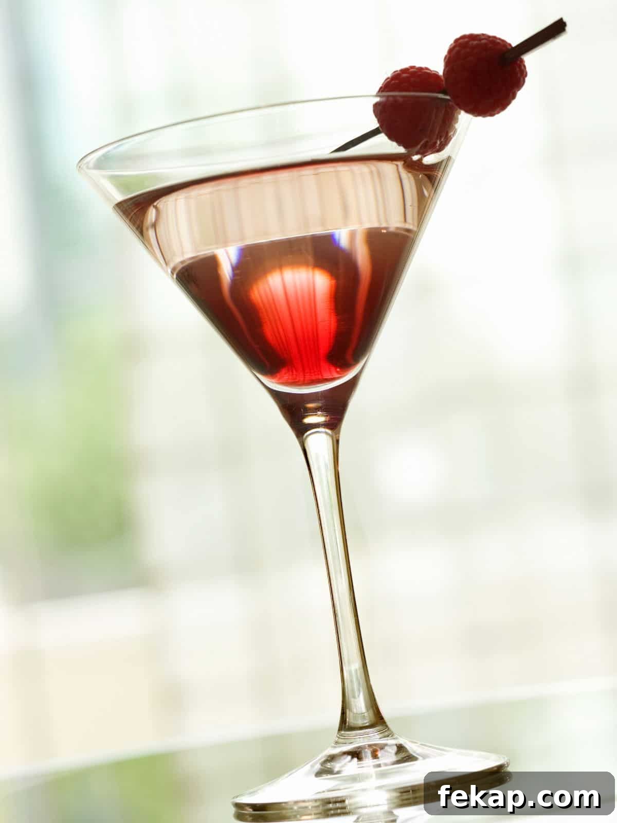 Chambord martini on table.