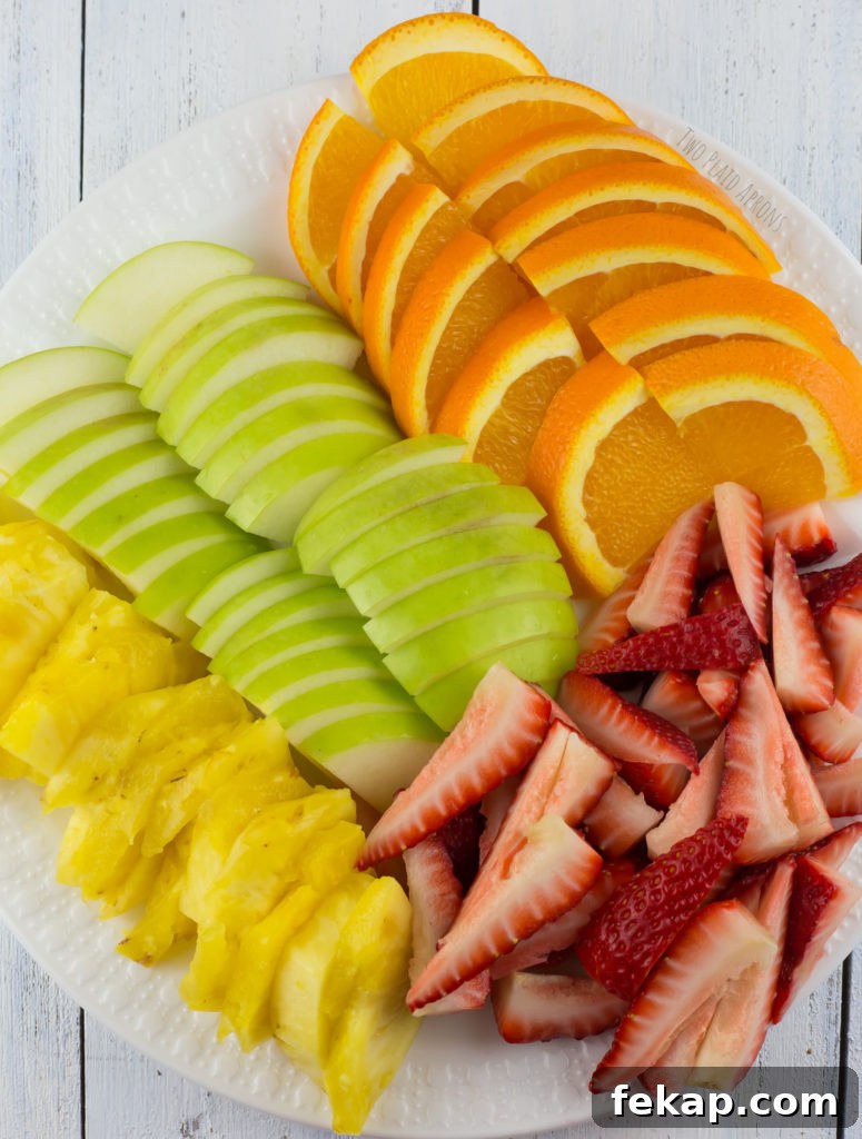 Plate of fruits sliced for sangria