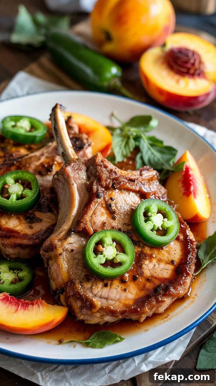 Pork Chops with Peach Jalapeño Glaze
