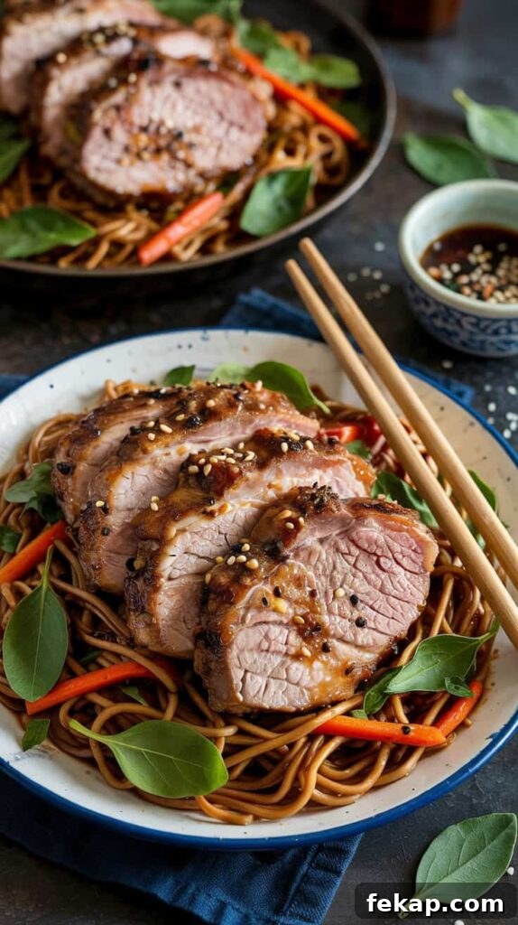 Asian-Style Pork Chops with Sesame Noodles