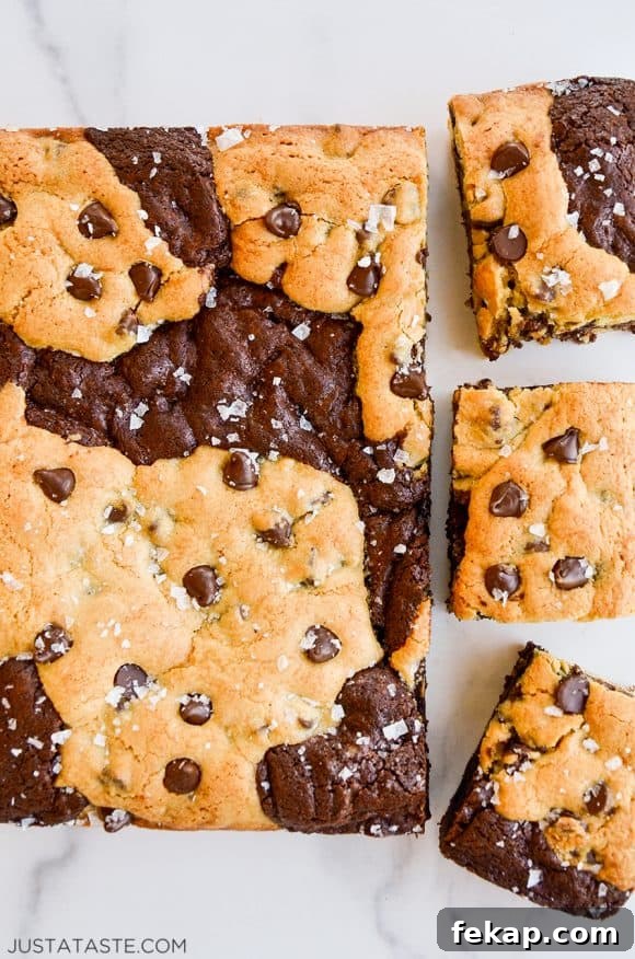 Fudgy Chocolate Brownies Recipe 24 Chocolate Chip Cookie Brownies (Brookies) with large flake sea salt