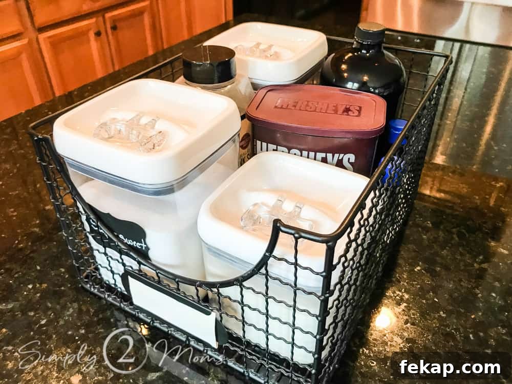 wire basket with food storage containers