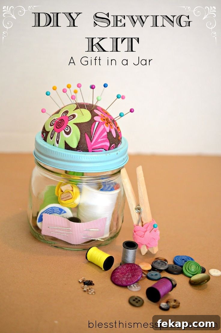 DIY Sewing Kit Gift in a Jar | 25+ More Handmade Gift Ideas Under $5
