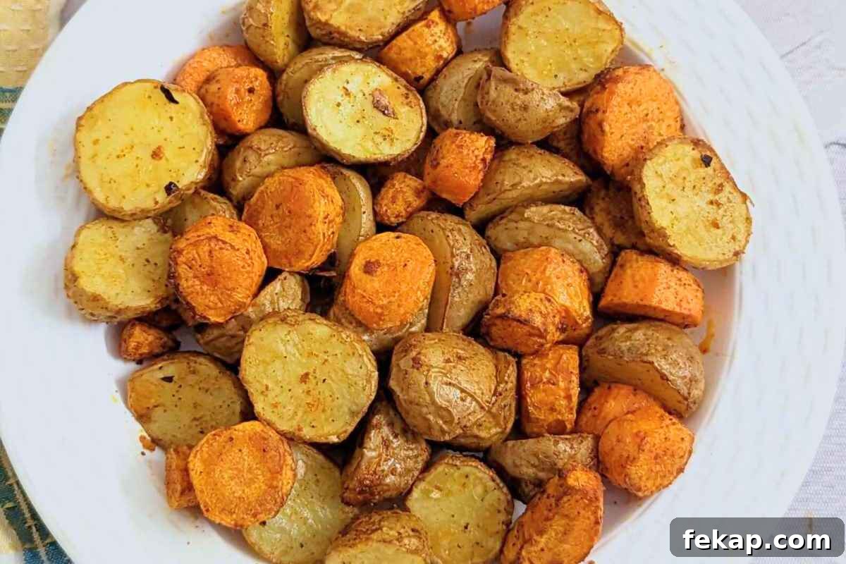 Air Fryer Potato Recipes for Crispy Golden Potatoes 13 Air fryer roasted potatoes and carrots