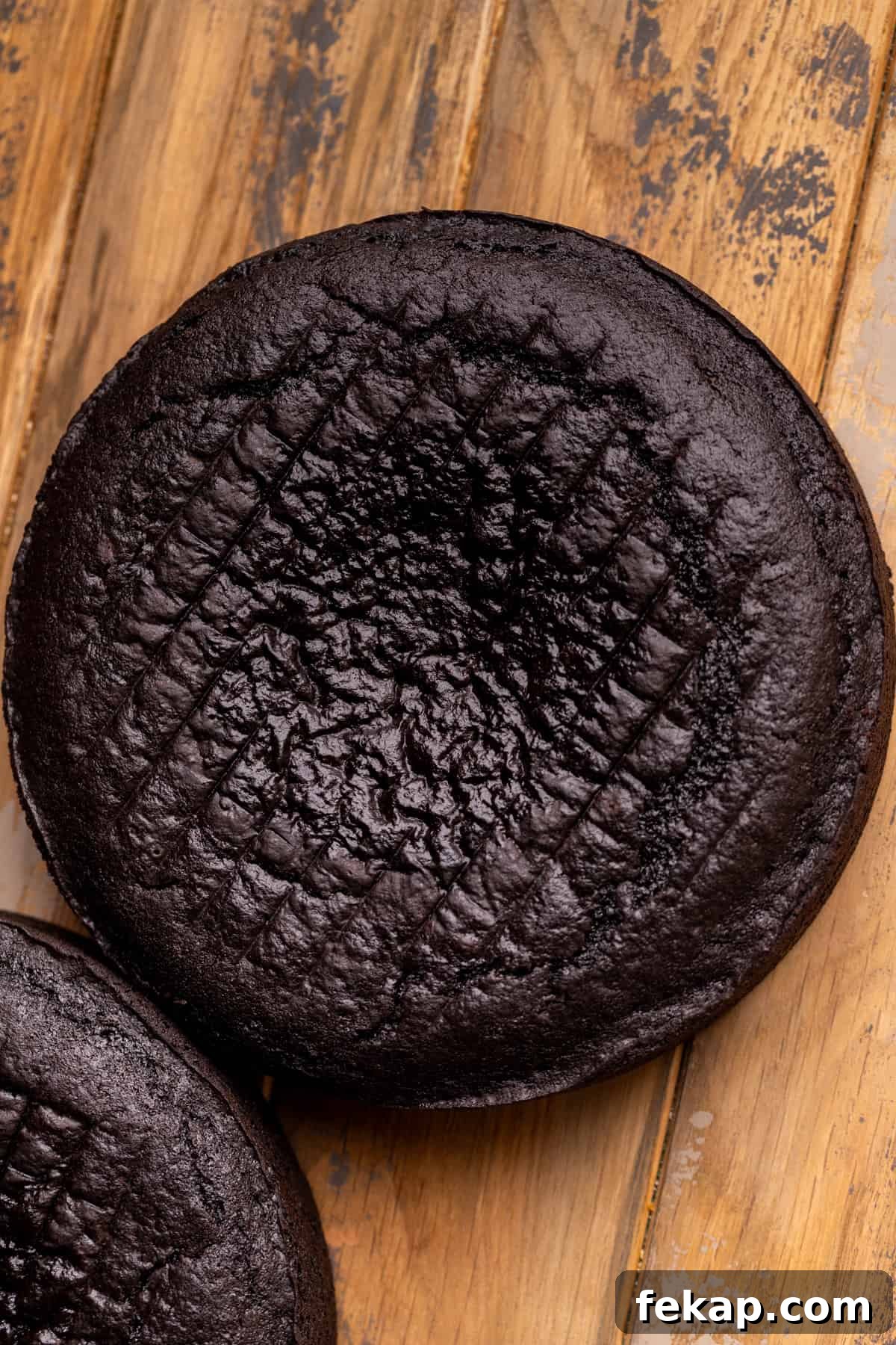 Spooky Halloween Chocolate Cake Recipe 6 Baked black cake layer.