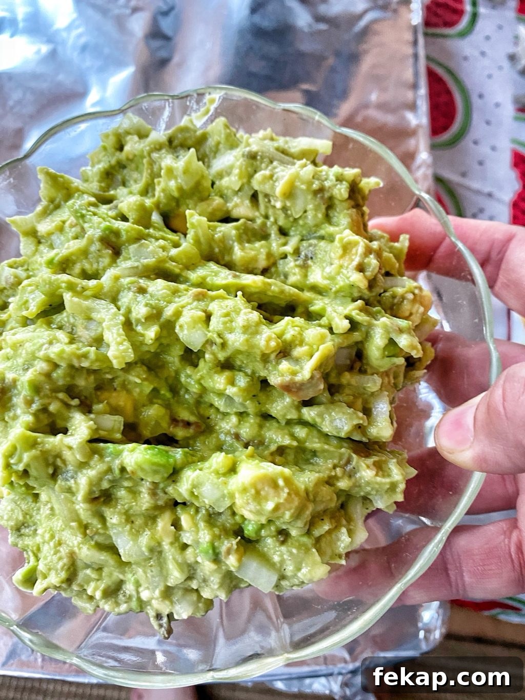 Authentic Guacamole Recipe with Fresh Avocado 6 A close up of the finished guacamole