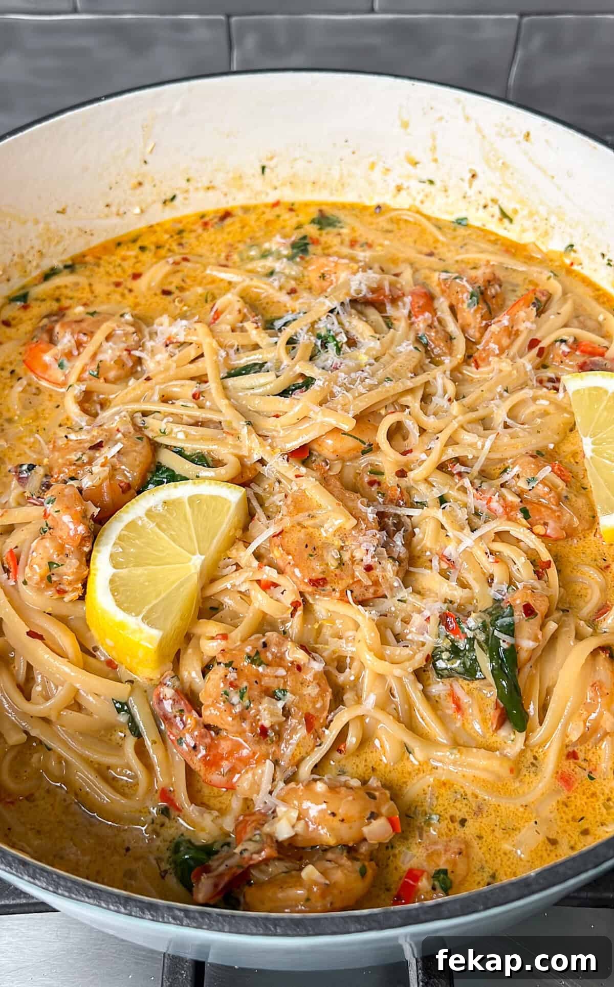 One-Pot Garlic Butter Shrimp Scampi with Lemon 9 shrimp scampi in a pot