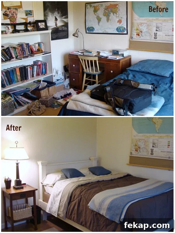 Teen Bedroom Makeover Reveal: Before and After Tour 4 Teen Bedroom Makeover Before-After Bed - An Oregon Cottage