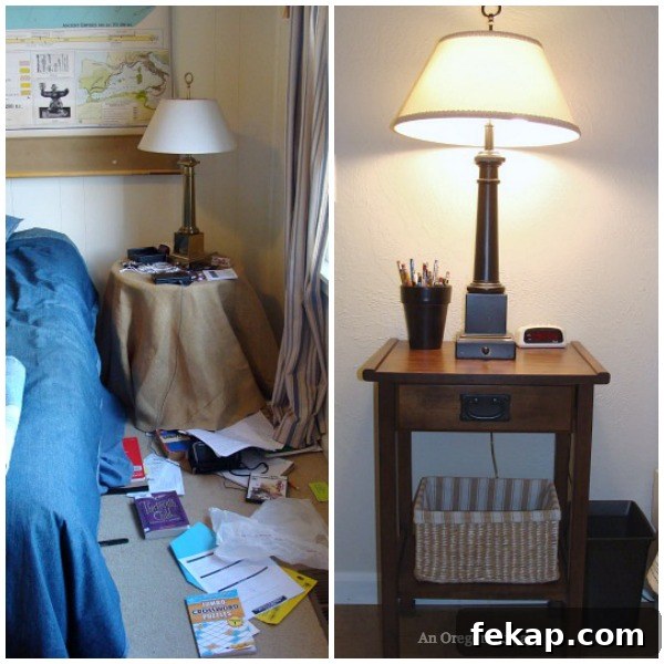 Teen Bedroom Makeover Reveal: Before and After Tour 5 Teen Bedroom Makeover Before-After Nightstand - An Oregon Cottage