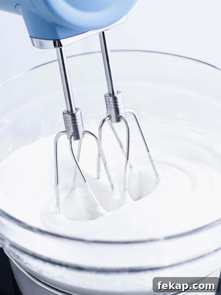 Close up of fluffy, whipped frosting.