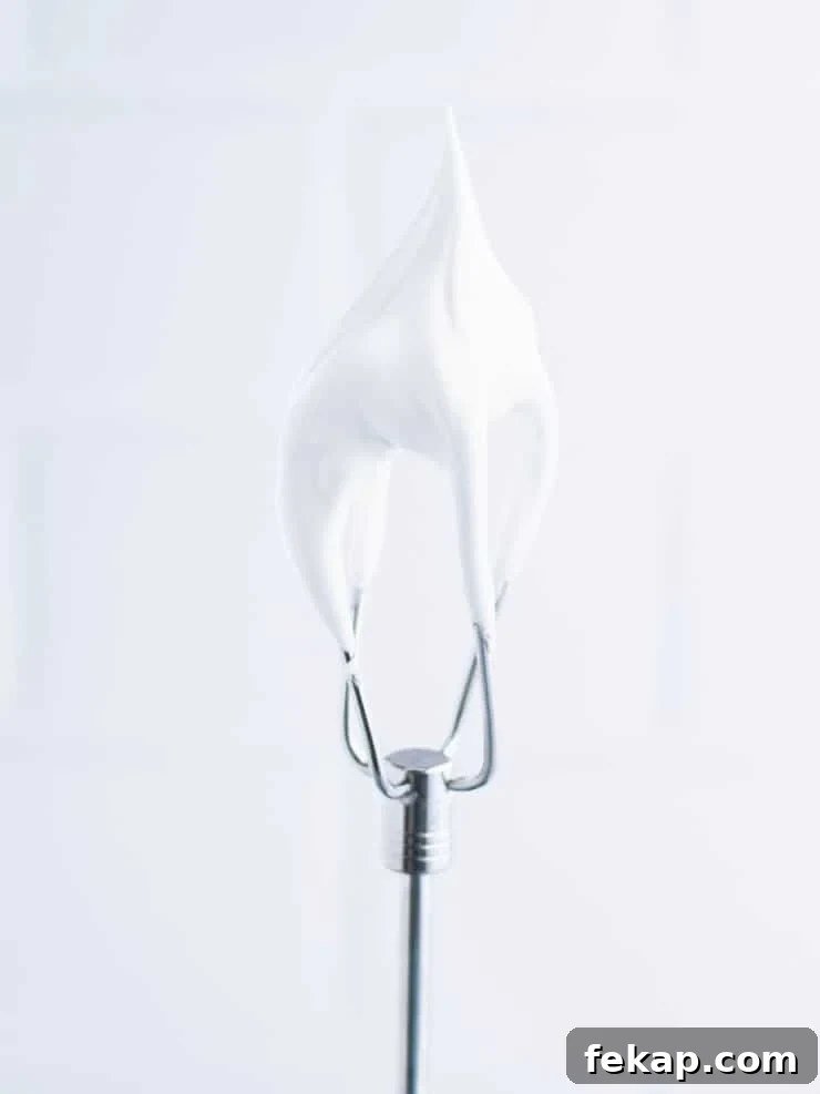 Close up of 7-minute frosting on a beater.
