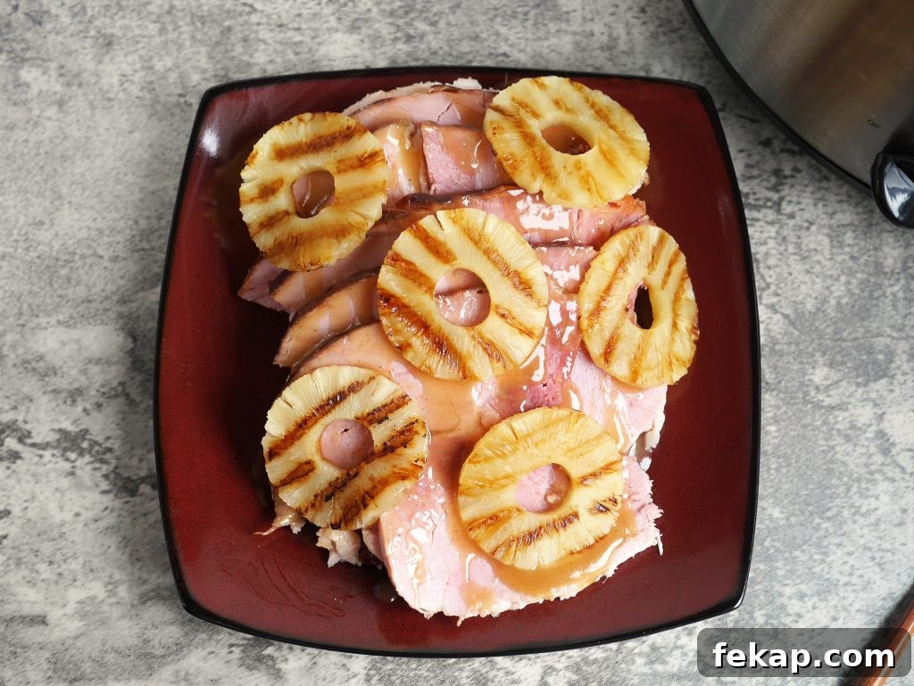 Slow Cooker Pineapple Citrus Glazed Ham Recipe 5 Juicy slow cooker ham with an easy Pineapple and citrus glaze.