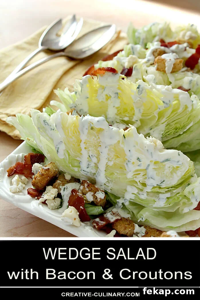 Iceberg Wedge Salad with Bacon, Croutons, and Blue Cheese Dressing