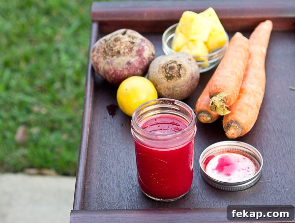 Early Riser Juice: Beet, Pineapple, Carrot and Lemon 3 beet juice recipe with beets, carrots, pineapple and lemons